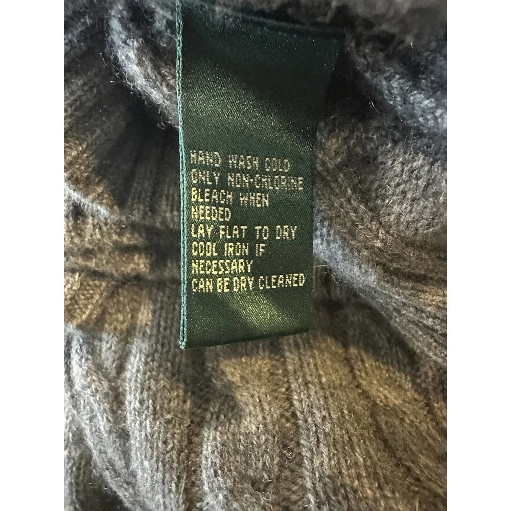 Vtg Lauren Ralph Lauren Cashmere V-Neck Pullover Sweater Gray Women's Medium - Picture 7 of 14